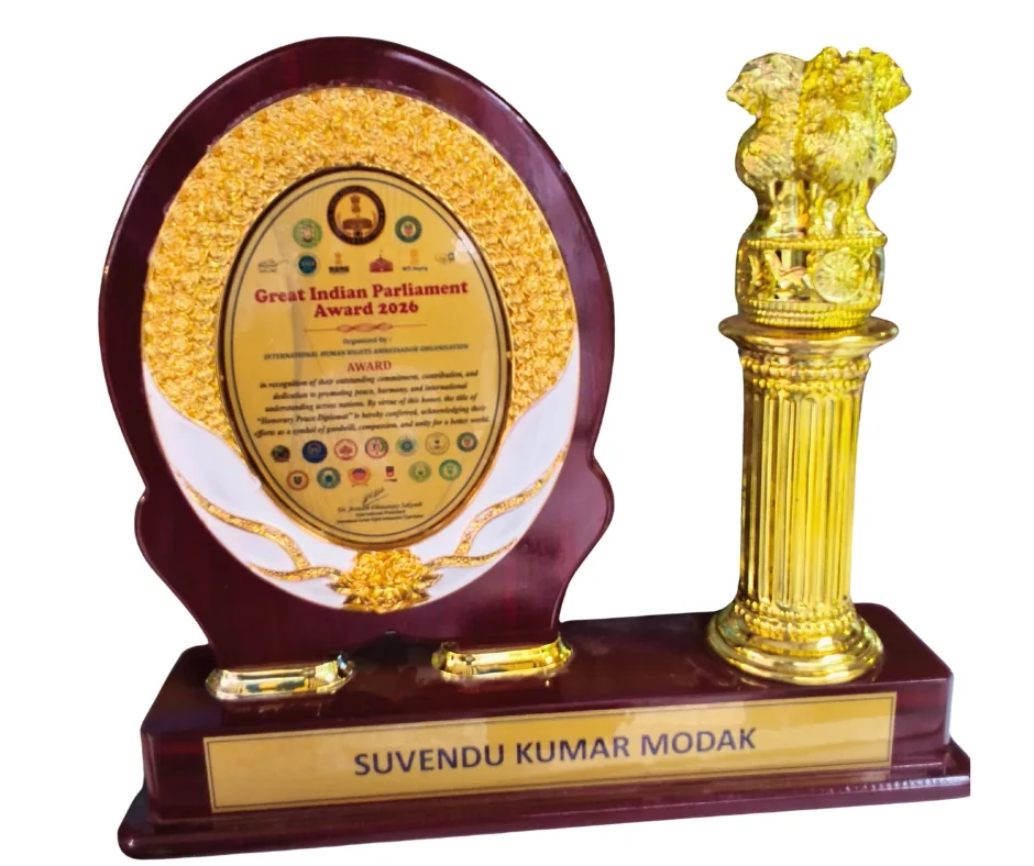 Great Indian Parliament Award trophy for Suvendu Kumar Modak